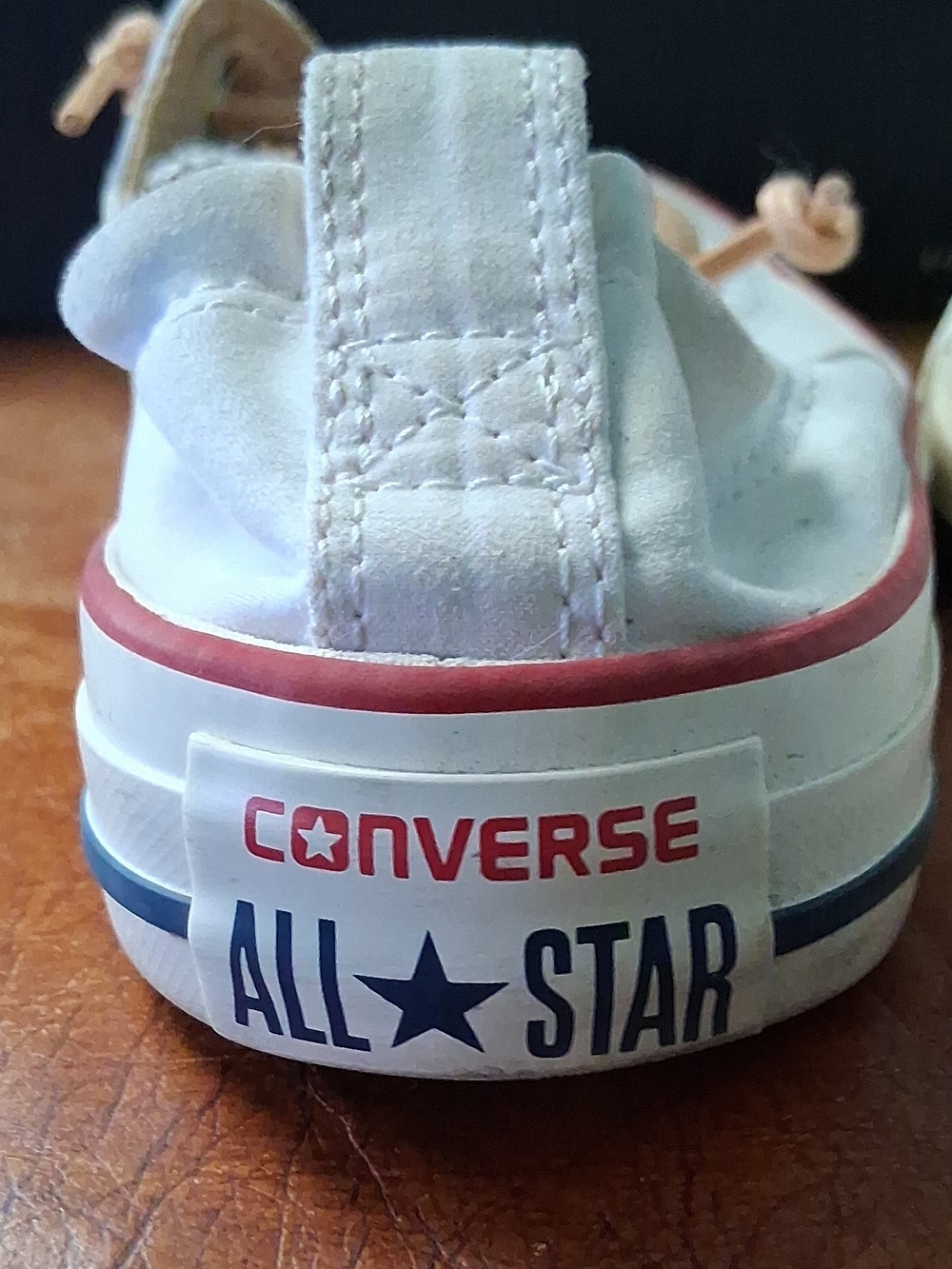 Converse White Low-Top Canvas Sneakers with Tan Accents - Picture 3 of 5